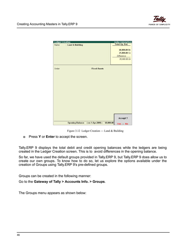 Creating accounting masters tally erp 9