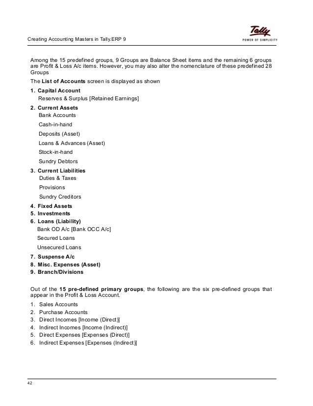 Creating accounting masters tally erp 9