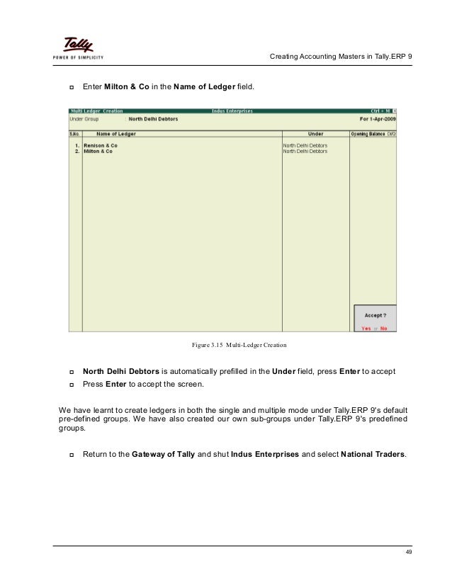 Creating accounting masters tally erp 9