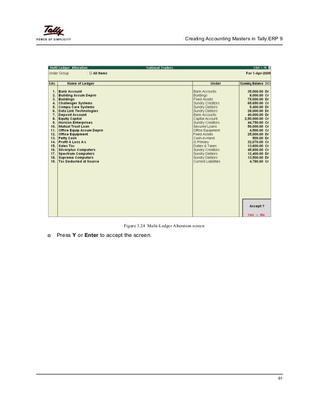 Creating accounting masters tally erp 9