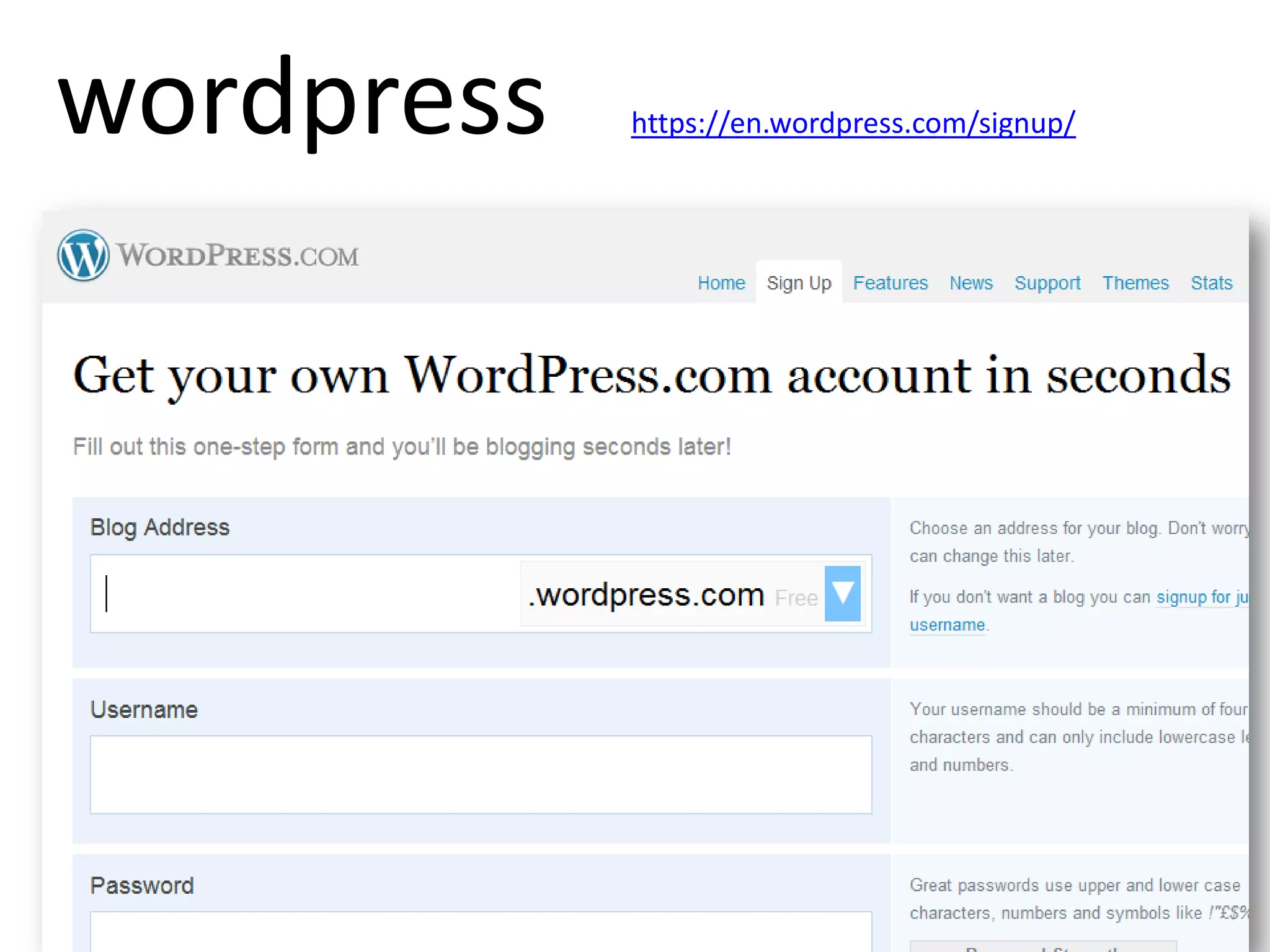 wordpress https://en.wordpress.com/signup/