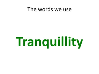 The words we use
Tranquillity
 
