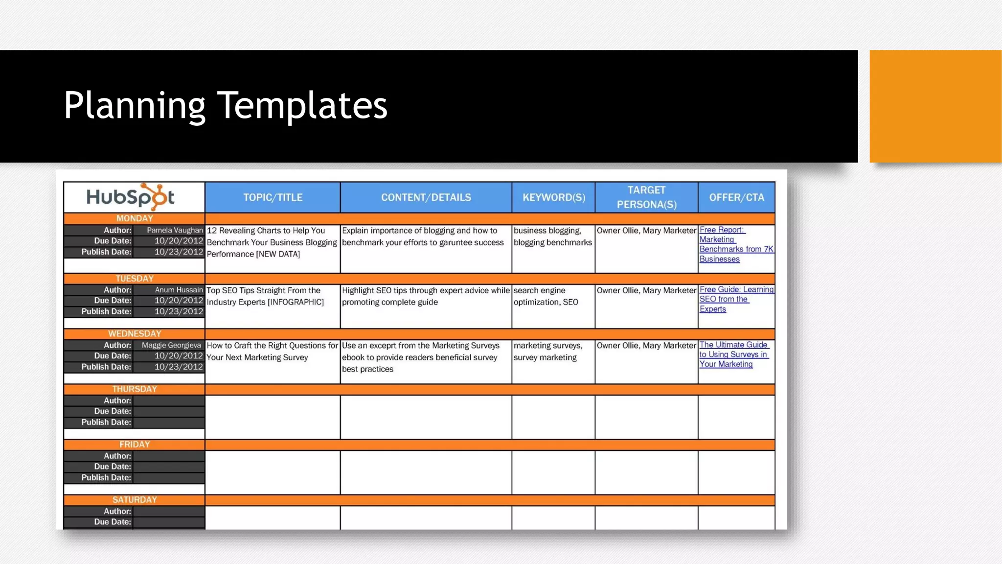 Planning Templates
 