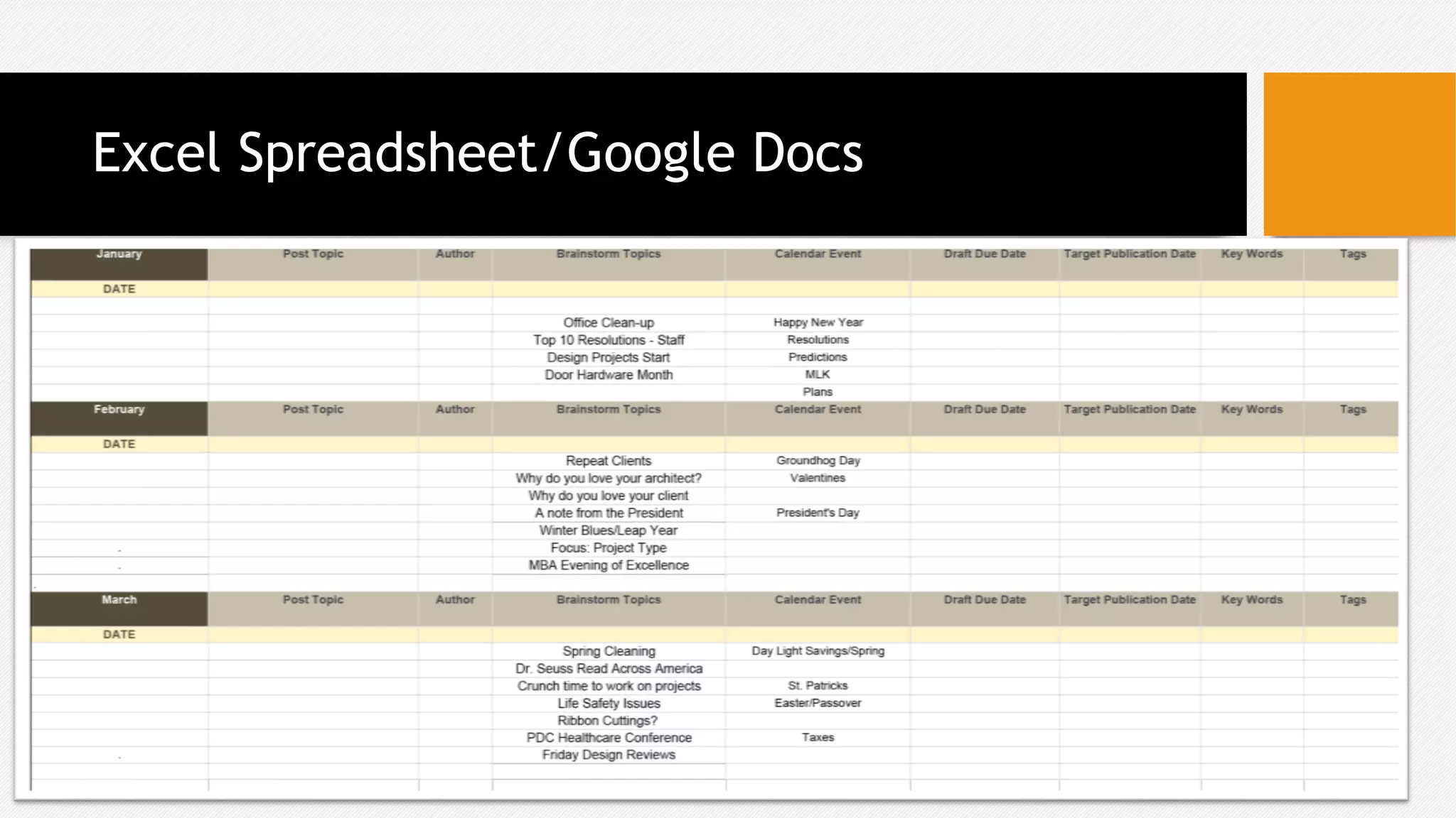 Excel Spreadsheet/Google Docs
 