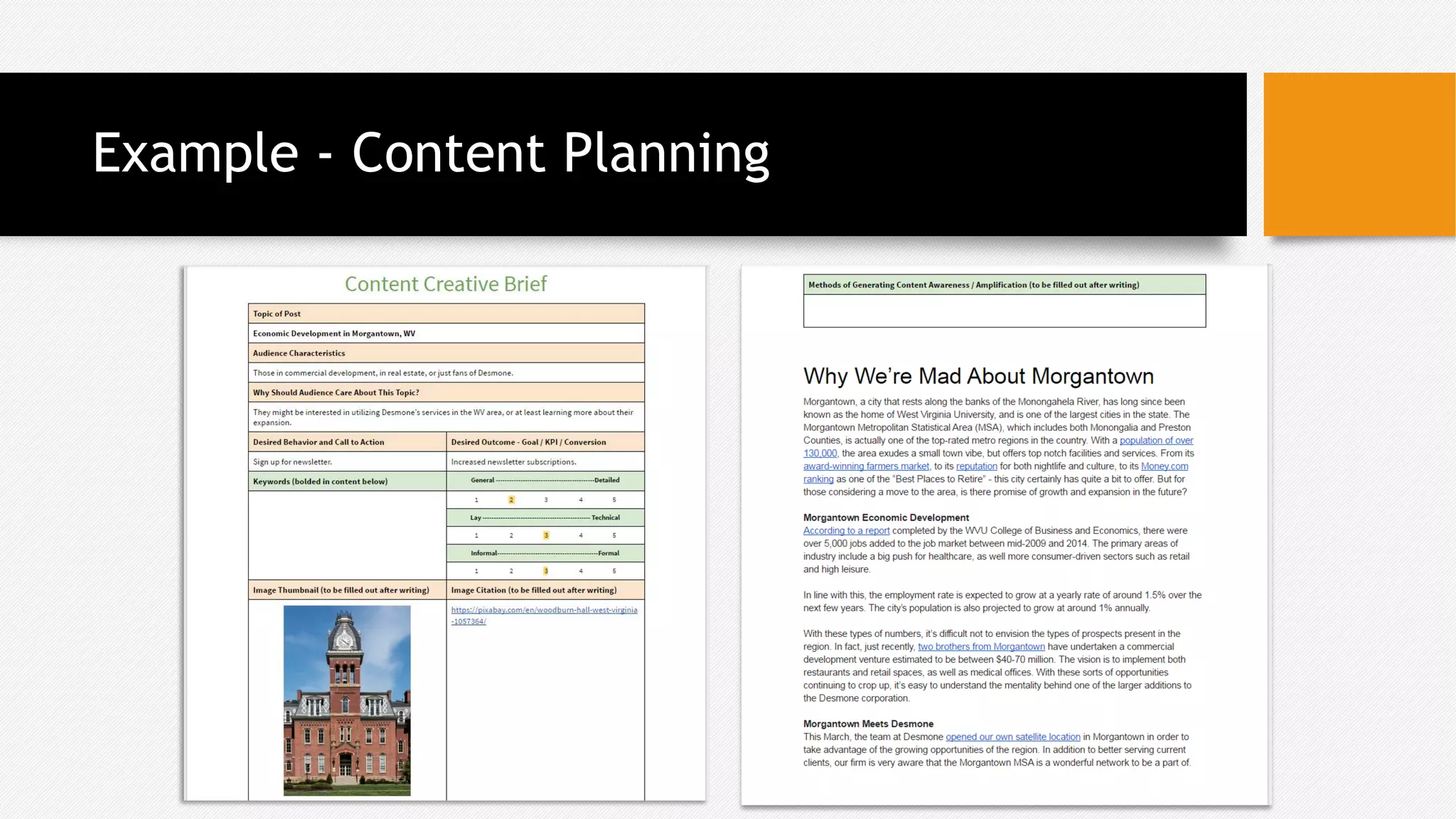 Example - Content Planning
 