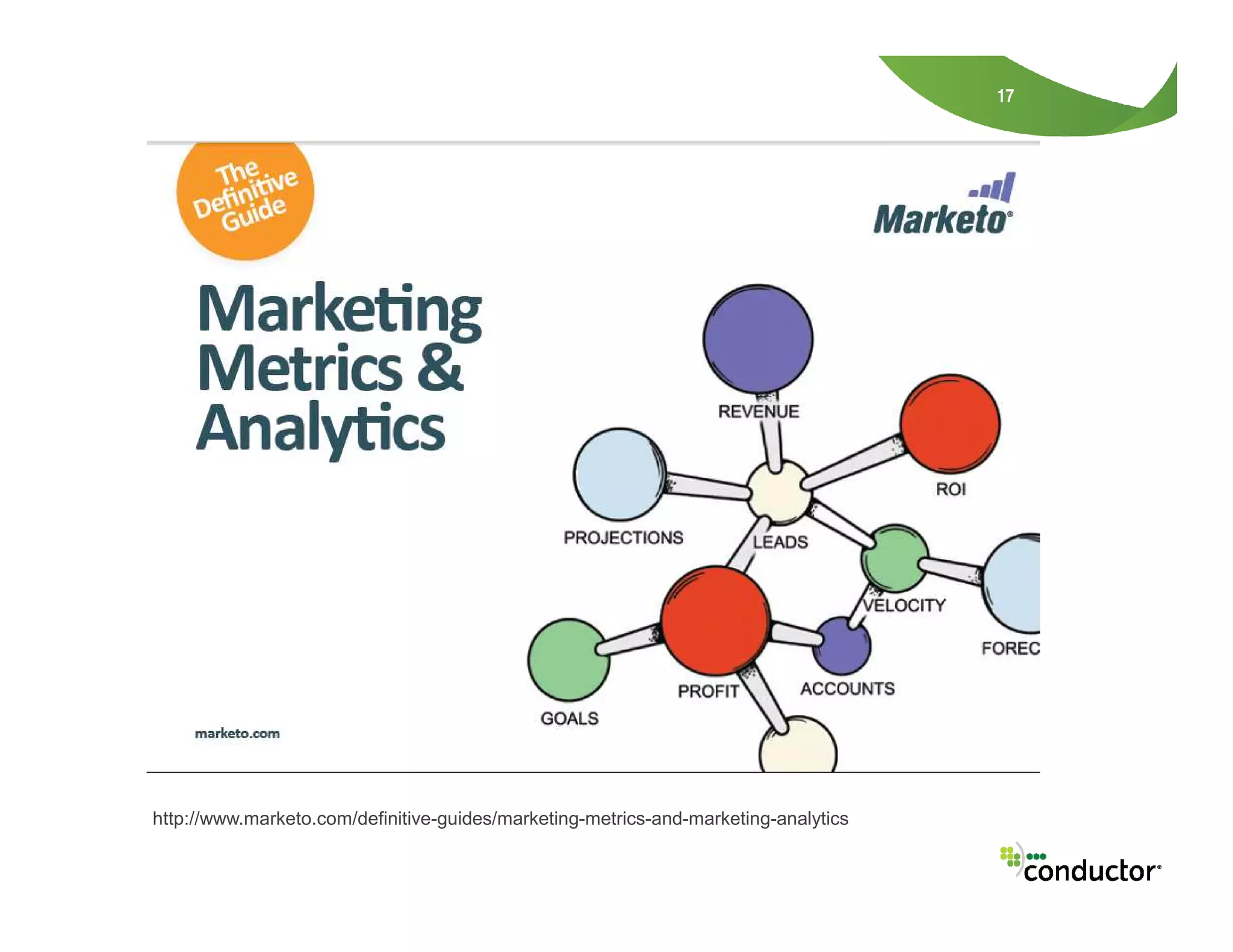 17
http://www.marketo.com/definitive-guides/marketing-metrics-and-marketing-analytics
 
