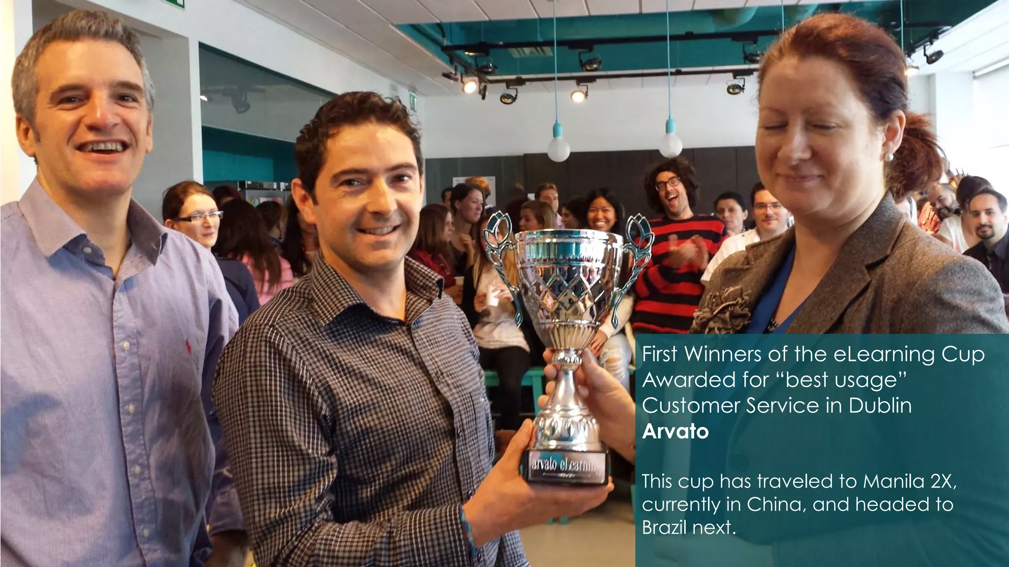 First Winners of the eLearning Cup
Awarded for “best usage”
Customer Service in Dublin
Arvato
This cup has traveled to Manila 2X,
currently in China, and headed to
Brazil next.
 