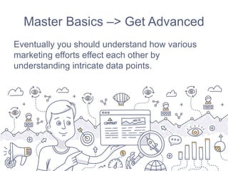Master Basics –> Get Advanced
Eventually you should understand how various
marketing efforts effect each other by
understanding intricate data points.
 