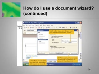 24How do I use a document wizard? (continued)