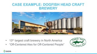 CASE EXAMPLE: DOGFISH HEAD CRAFT
BREWERY
© 2017 Saba Software, Inc. 23
•  13th largest craft brewery in North America
•  “Off-Centered Ales for Off-Centered People”
 