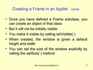 Creating a frame within an applet | PPT