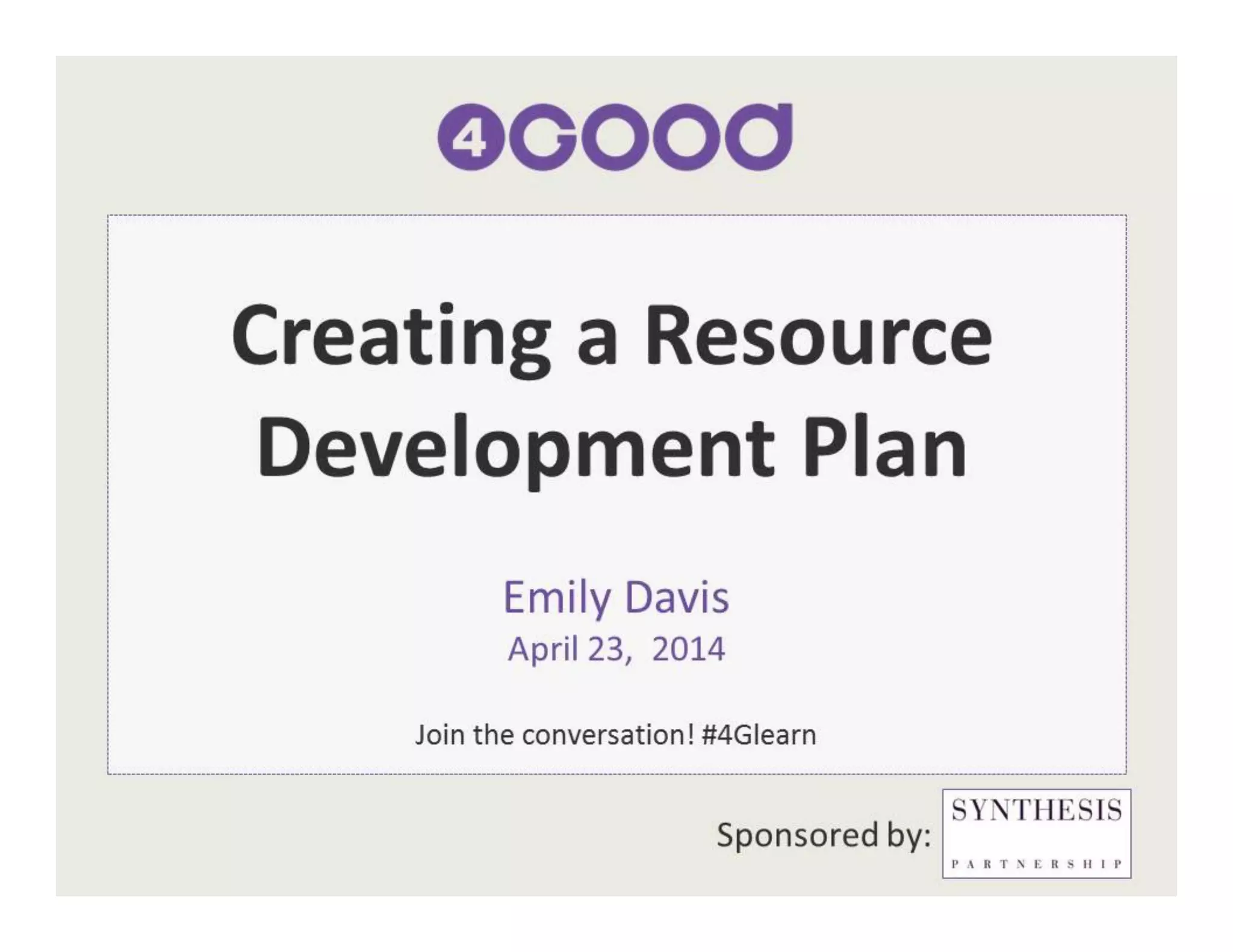 Creating a Resource Development Plan | PPT