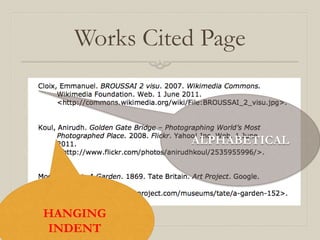 Works Cited Page
ALPHABETICAL