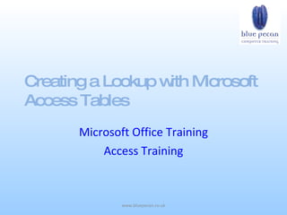 Creating a Lookup with Microsoft Access Tables Microsoft Office Training Access Training 