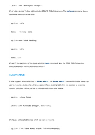 Creating, altering and dropping tables | PDF
