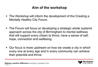 Gallery Detail: Creating A Mentally Healthy City Birmingham Presentation Slides