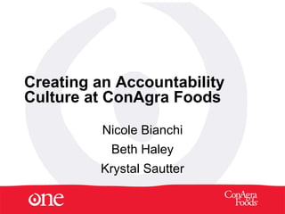 Creating an Accountability Culture at ConAgra Foods Nicole Bianchi Beth Haley Krystal Sautter 