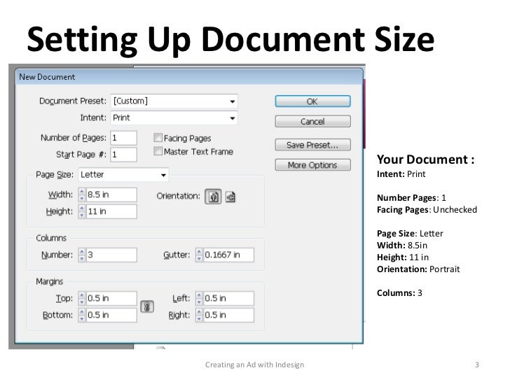 creating an magazine ad with adobe indesign change page size indesign