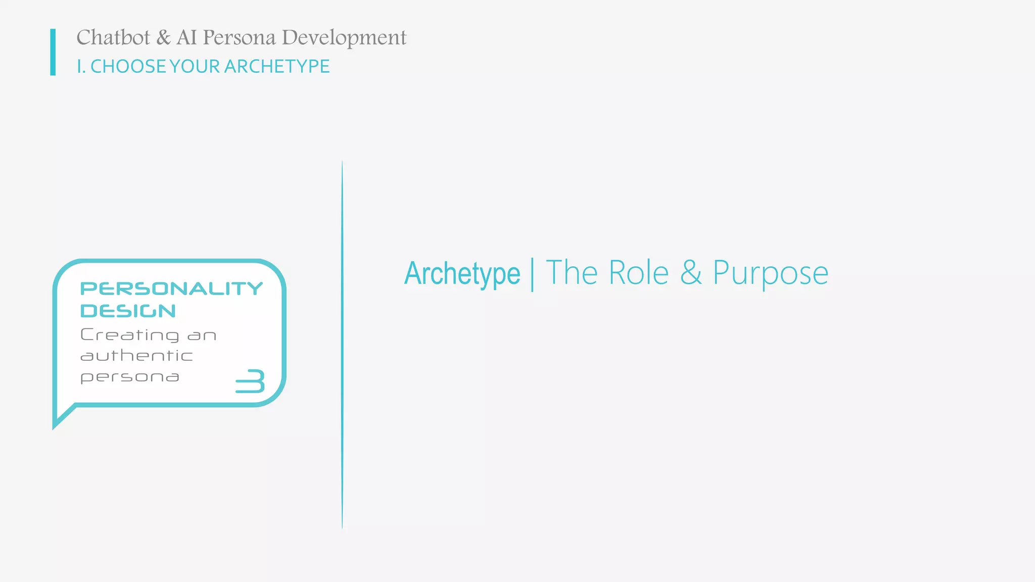 I. CHOOSEYOUR ARCHETYPE
Archetype | The Role & Purpose
Chatbot & AI Persona Development
 