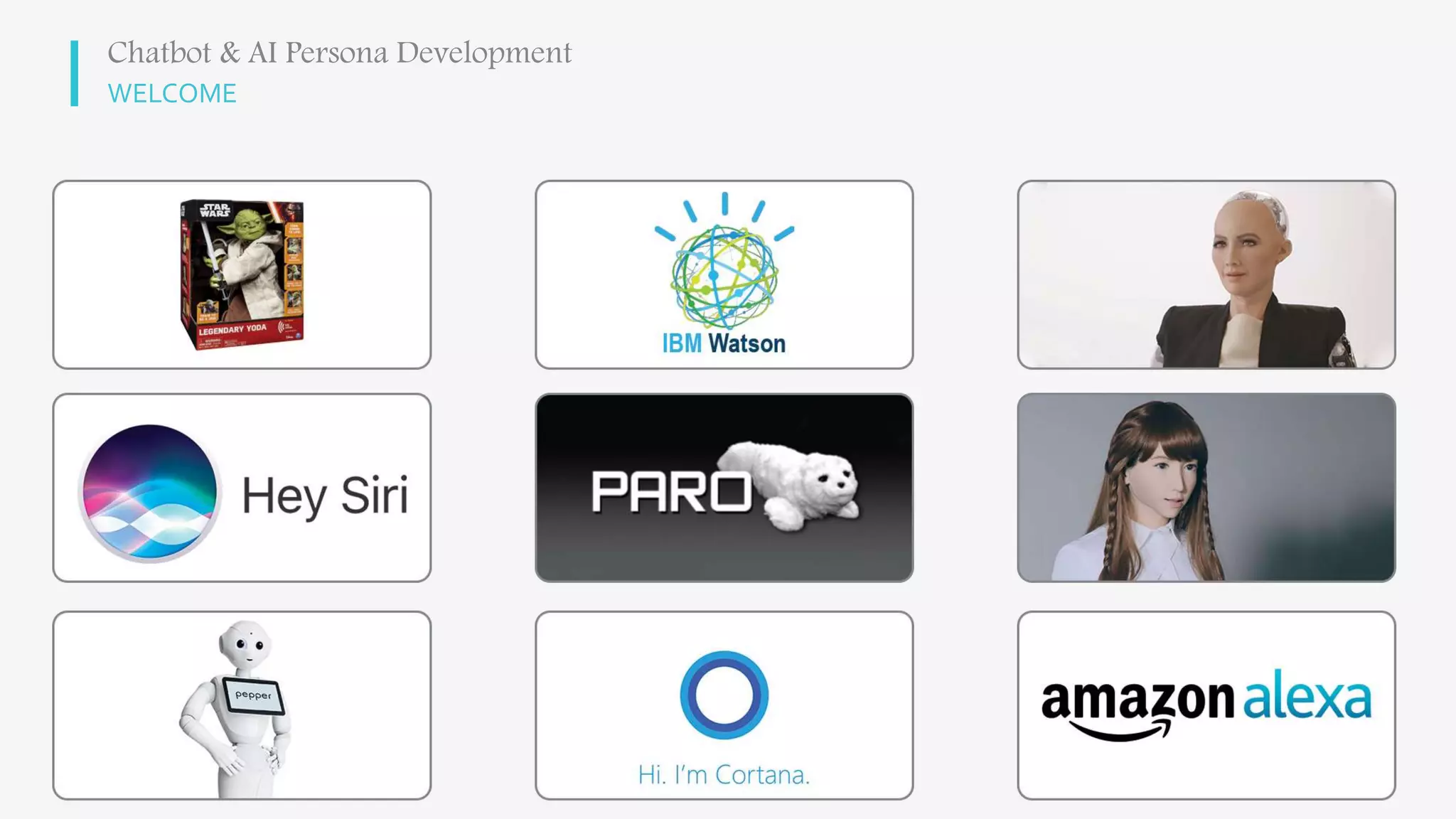 WELCOME
Chatbot & AI Persona Development
 