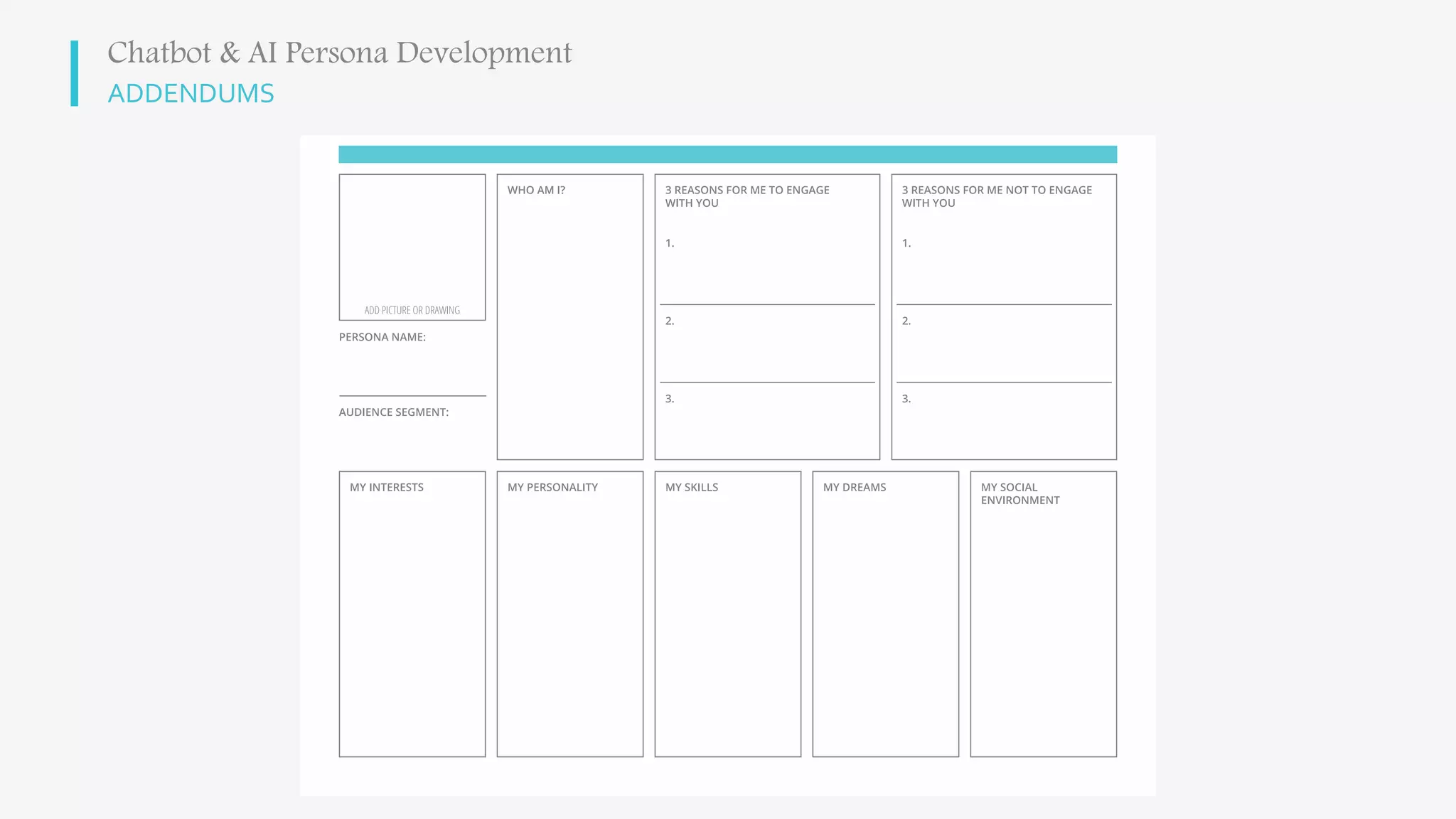 ADDENDUMS
Chatbot & AI Persona Development
 
