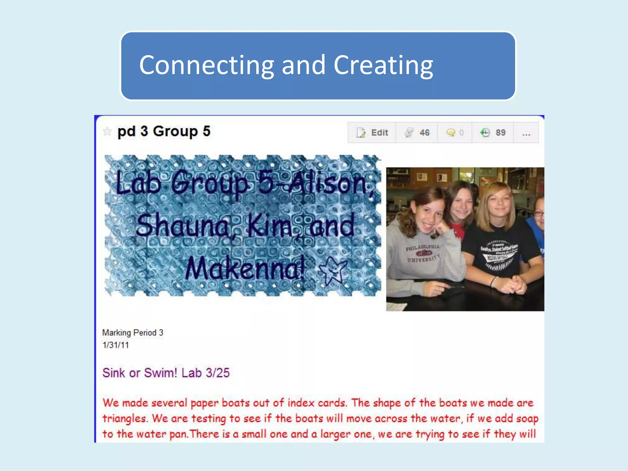 Connecting and Creating
 