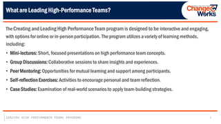 Creating and Leading High-Performance Teams (Change Works Thailand) | PDF