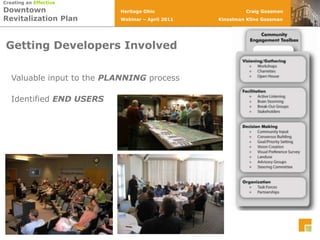 Getting Developers InvolvedValuable input to the PLANNING processIdentified END USERS