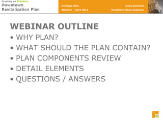 WEBINAR OUTLINEWHY PLAN?WHAT SHOULD THE PLAN CONTAIN?PLAN COMPONENTS REVIEW DETAIL ELEMENTSQUESTIONS / ANSWERS