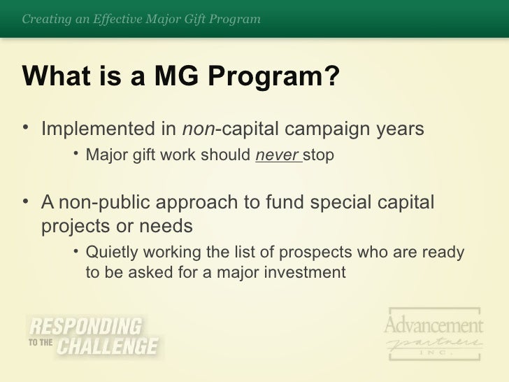 Creating an Effective Major Gift Program