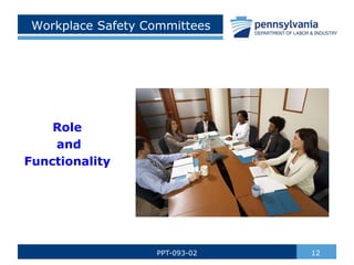12
PPT-093-02
Workplace Safety Committees
Role
and
Functionality
 