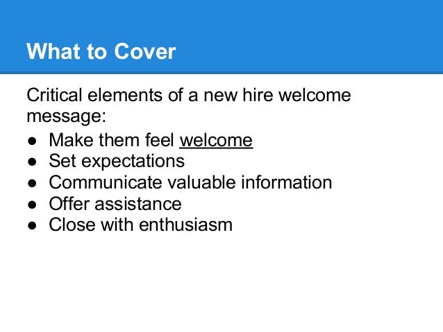 welcome messages for new employees