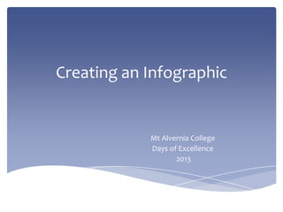 Creating an Infographic
Mt Alvernia College
Days of Excellence
2013
 