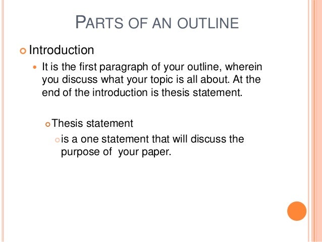 Parts of an essay outline