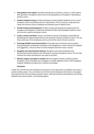 Creating a Positive Workplace Culture | DOCX