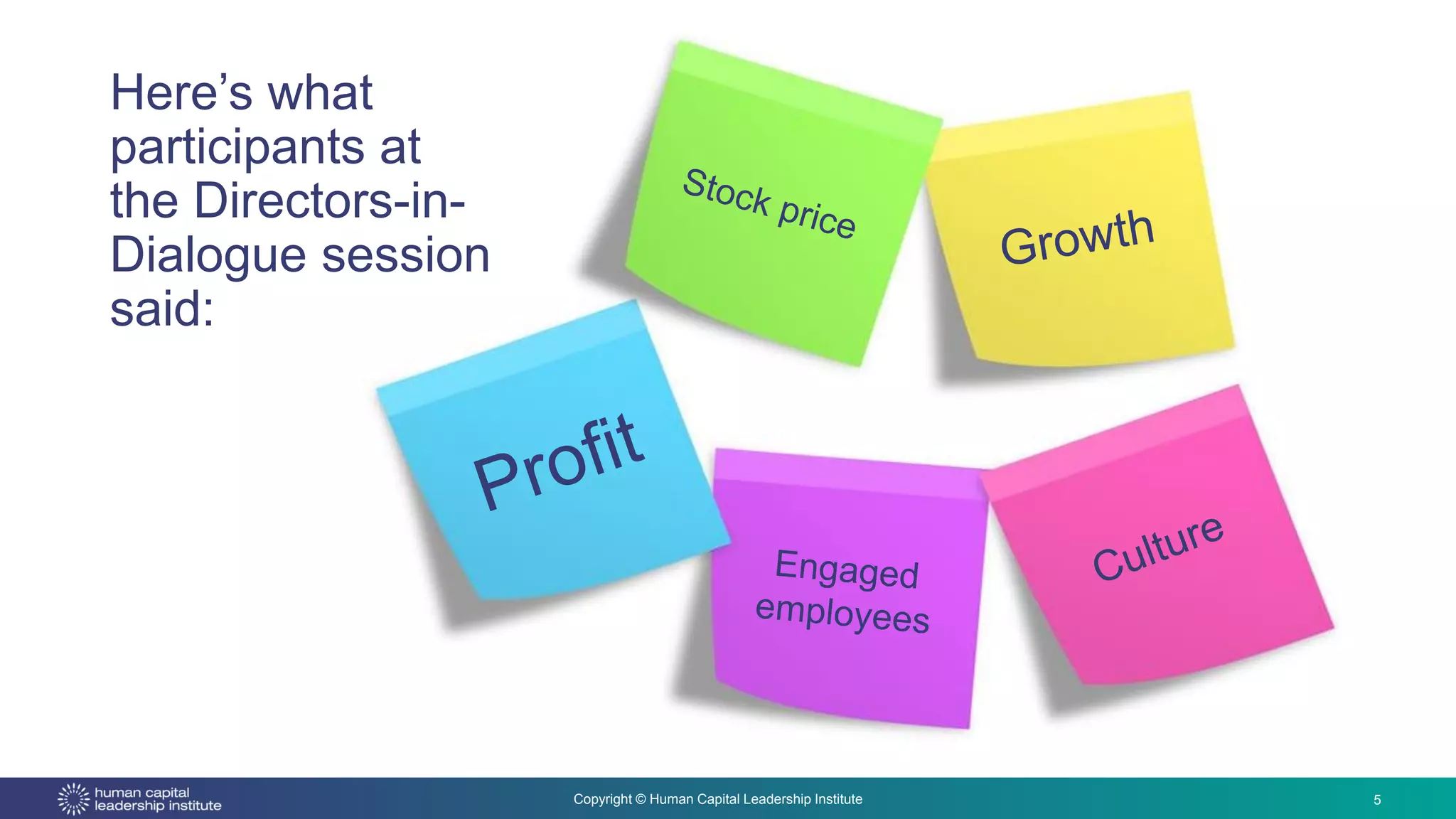 Copyright © Human Capital Leadership Institute
Here’s what
participants at
the Directors-in-
Dialogue session
said:
5
 