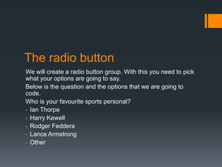 Creating a radiobutton | PPTX