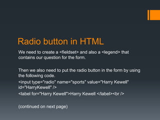 Creating a radiobutton | PPTX