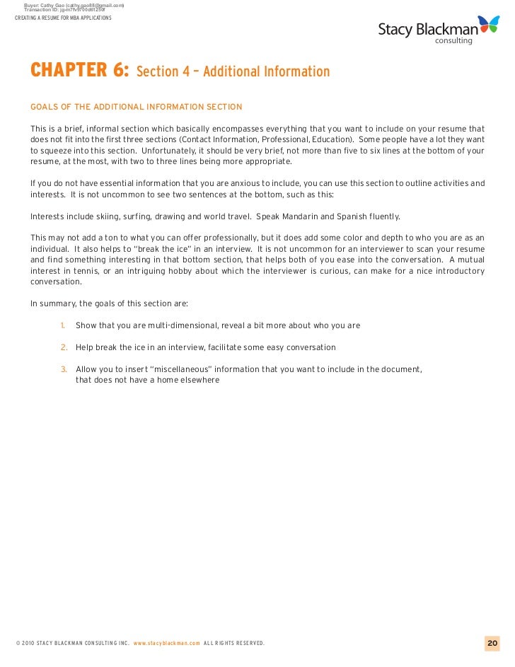additional information for resumes