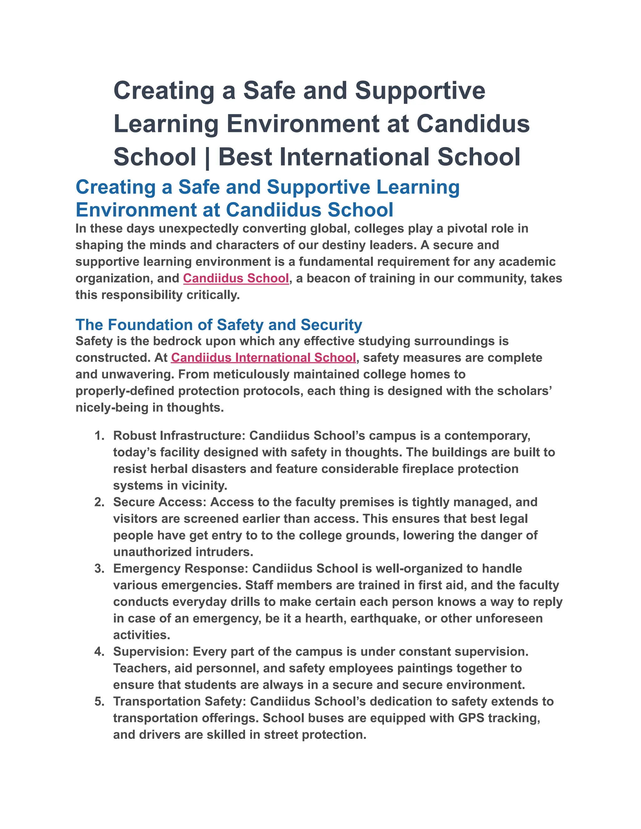 Creating a Safe and Supportive Learning Environment at Candidus School ...