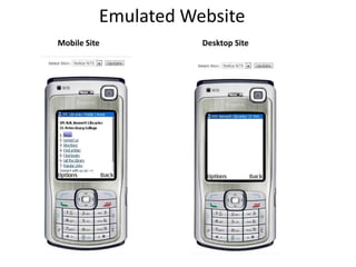 Emulated WebsiteMobile SiteDesktop Site