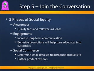 <ul><li>3 Phases of Social Equity </li></ul><ul><ul><li>Awareness </li></ul></ul><ul><ul><ul><li>Qualify fans and follower...