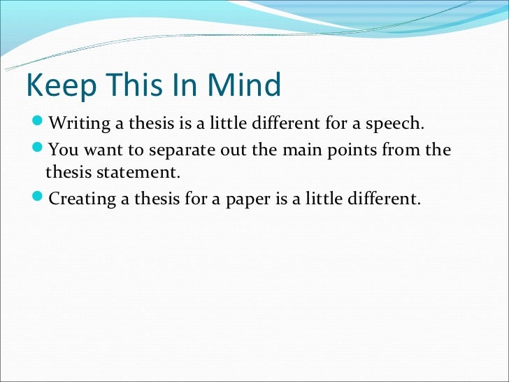 writing a thesis statement for a speech