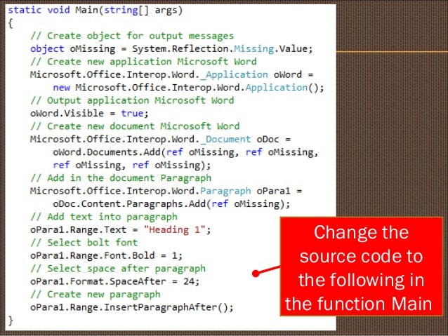 Creating a word file