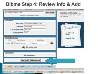 Bibme Step 4: Review Info & Add