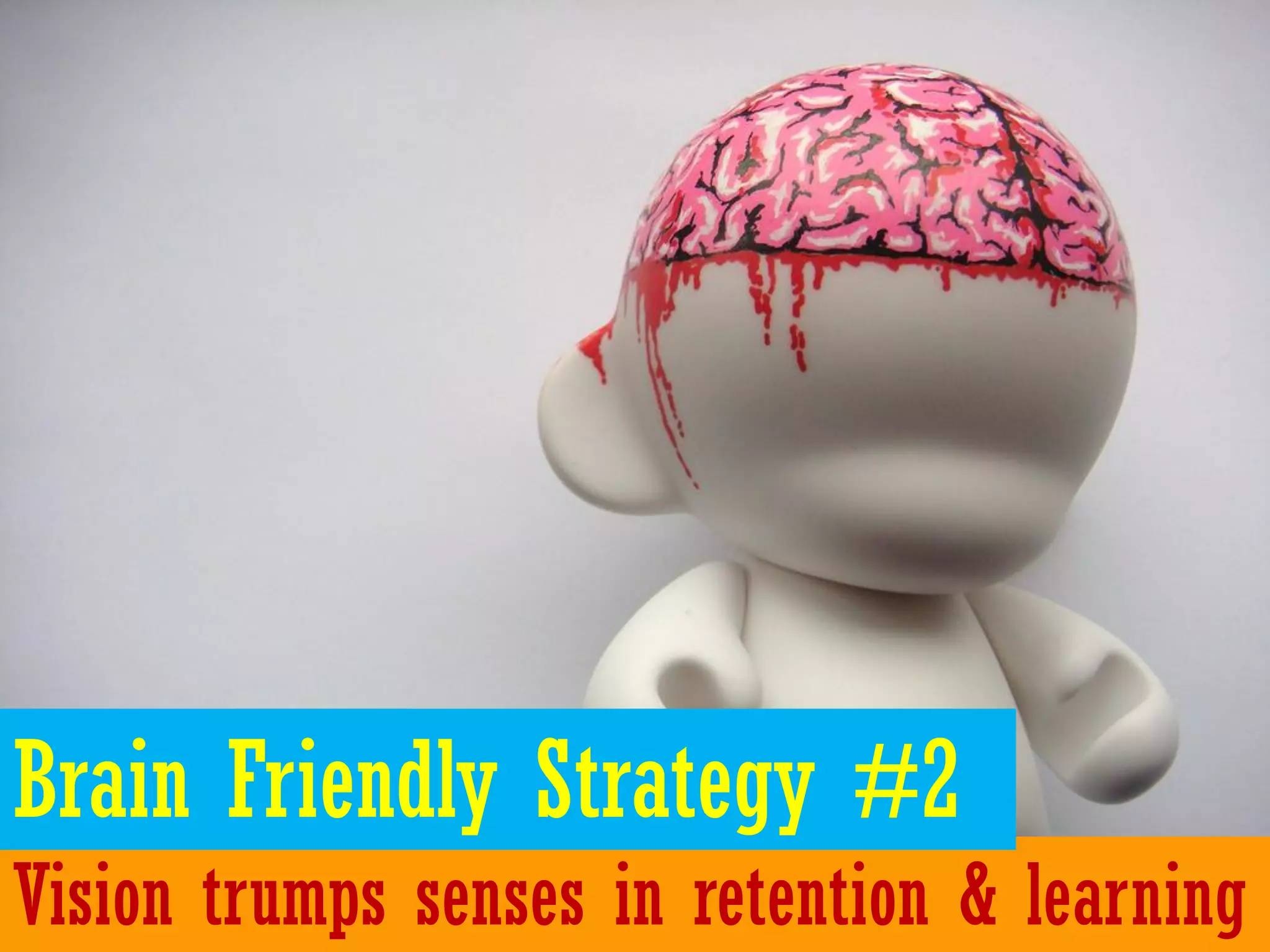Brain Friendly Strategy #2
Vision trumps senses in retention & learning
 