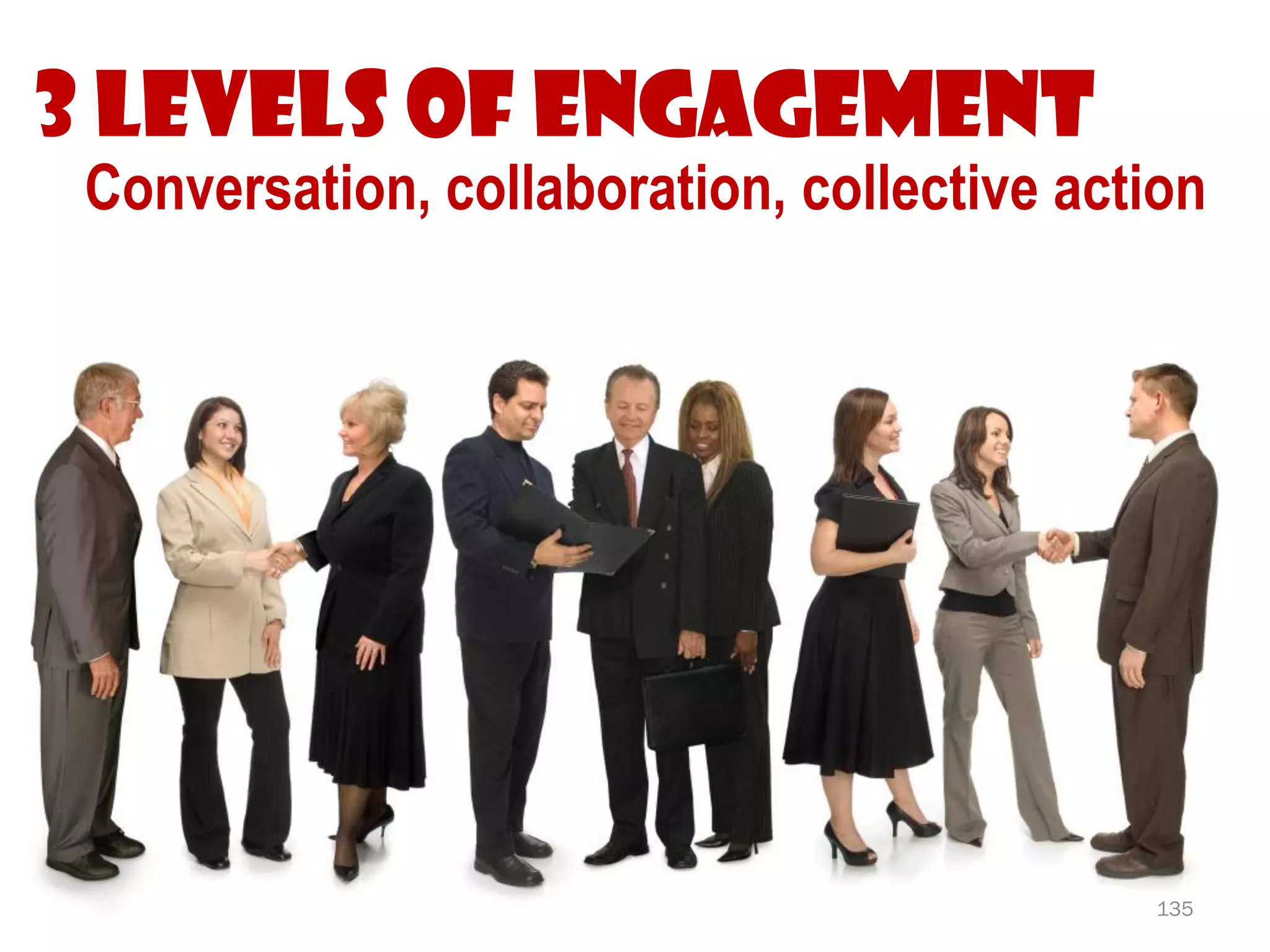 3 Levels Of Engagement
 Conversation, collaboration, collective action




                                            135
 