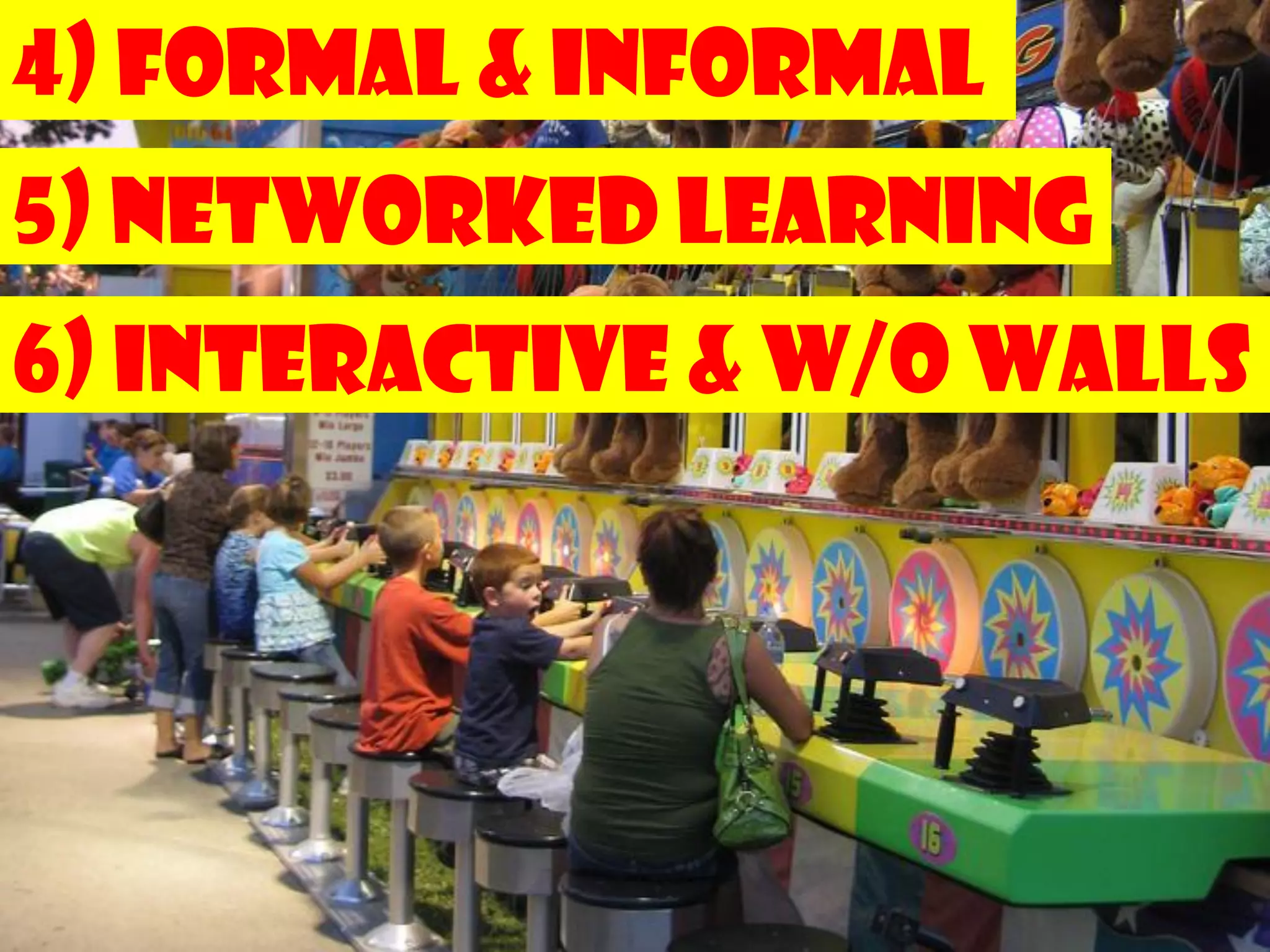4) Formal & Informal
5) Networked Learning
1. To participatory learning walls
6) Interactive & w/o
2.   From presumed authority to
     collective credibility
3.   To more horizontal structures
                                     181
 