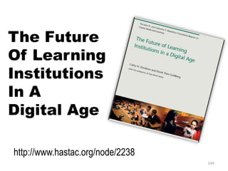 The Future
Of Learning
Institutions
In A
Digital Age

http://www.hastac.org/node/2238
                                  149
 