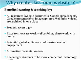 Creating Classroom Websites using Google Sites | PPT